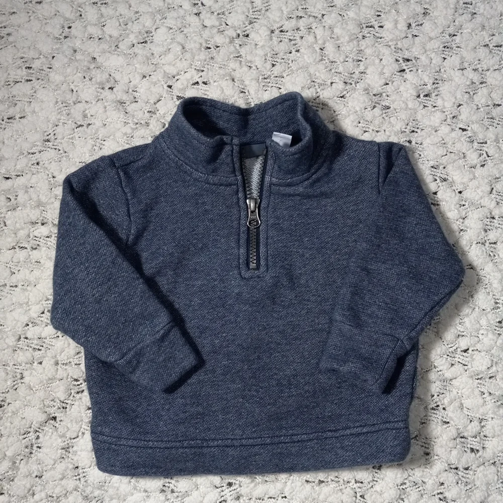 🔥Kids The Children's Place Navy Half-Zip Sweatshirt Size 9-12 M